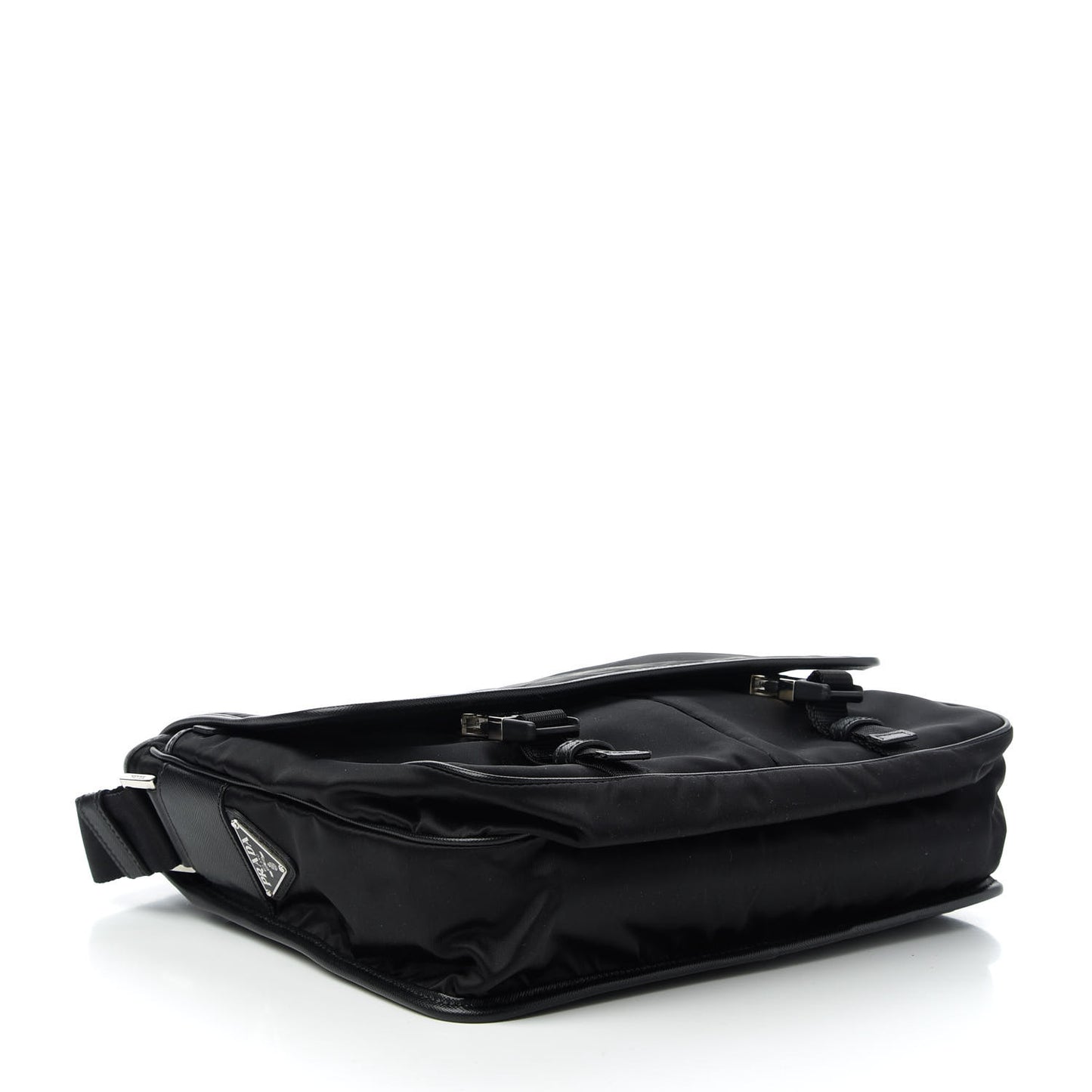 Tessuto Nylon Saffiano Messenger Satchel Black