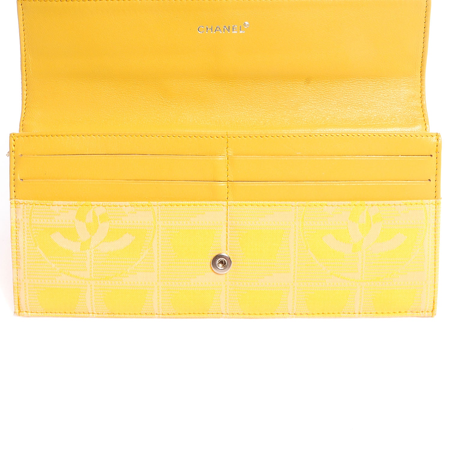 Chanel Nylon Travel Flap Wallet Yellow 6 of 9