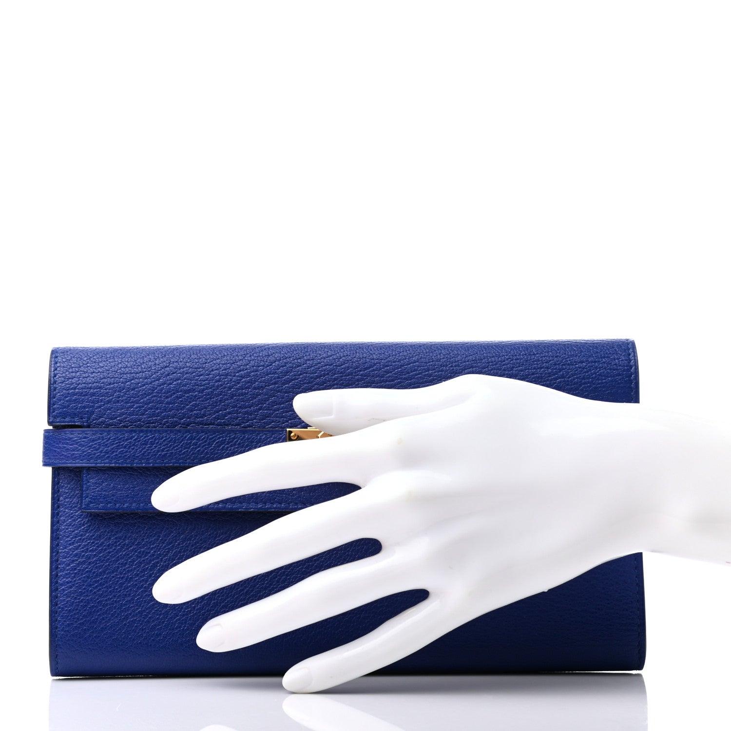 Hermes Chevre Mysore Kelly Longue Wallet Bleu Electrique 2 of 7