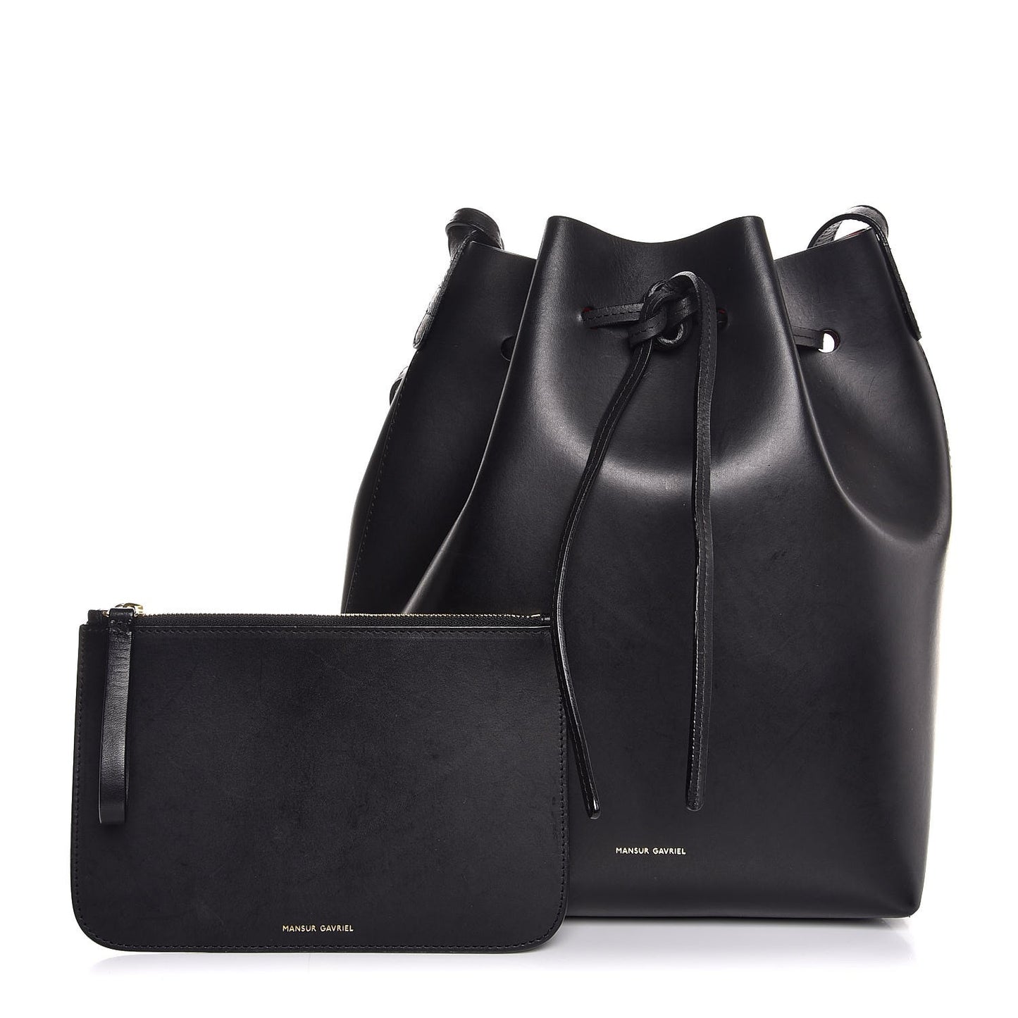 Vegetable Tanned Calfskin Bucket Bag Black Flamma