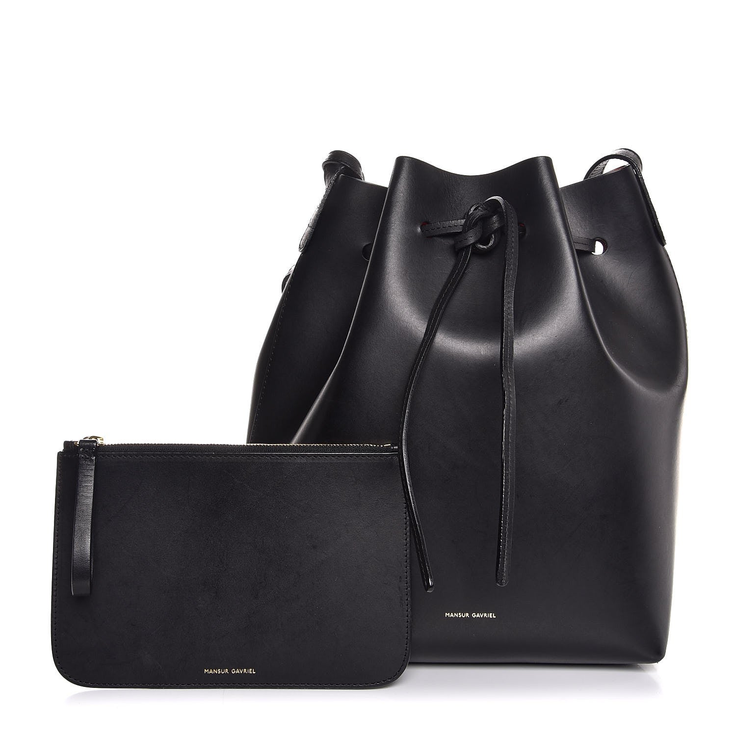Mansur Gavriel Vegetable Tanned Calfskin Bucket Bag Black Flamma 1 of 2