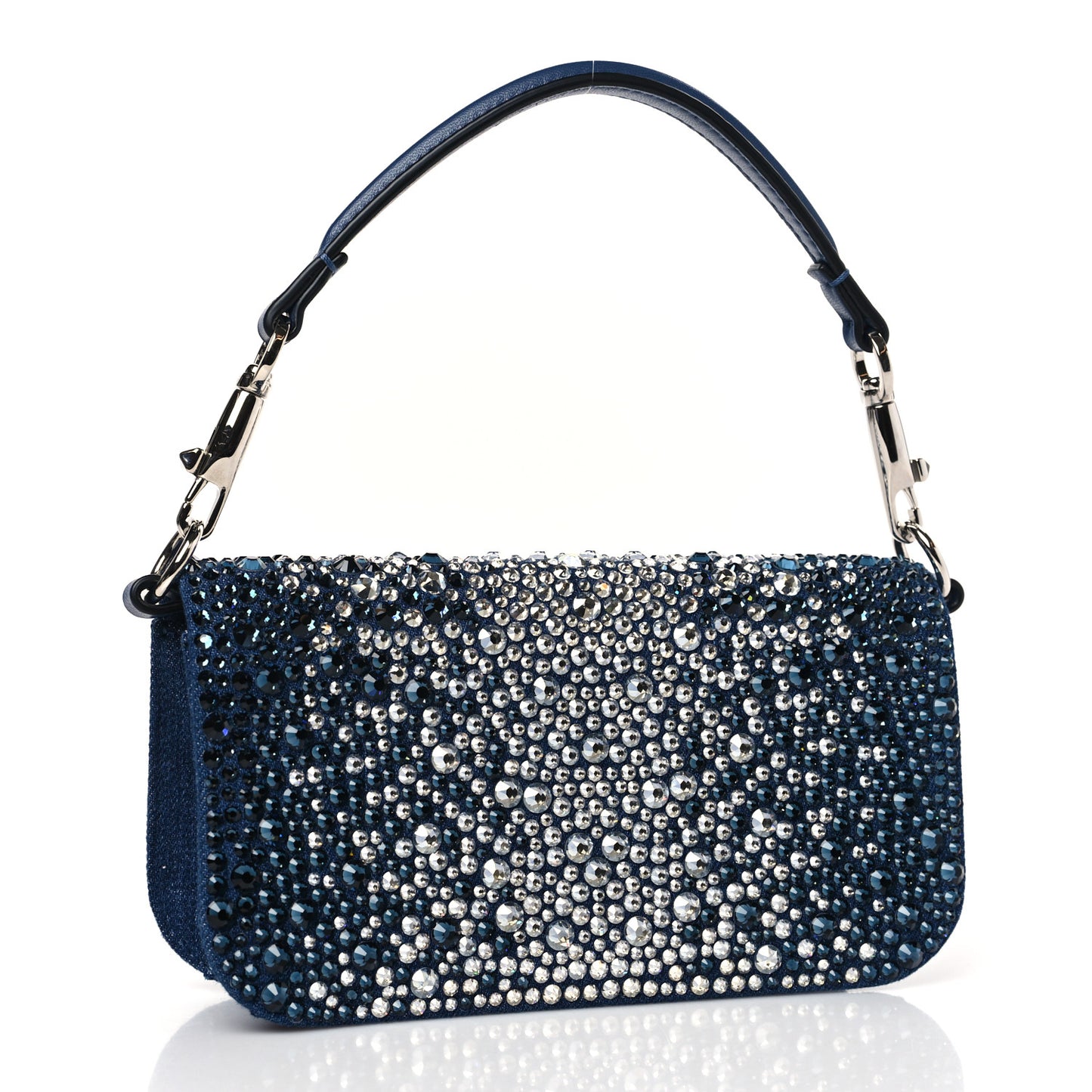 Denim Crystal Vlogo Embroidered Small Loco Shoulder Bag Montana Smoked Sapphire