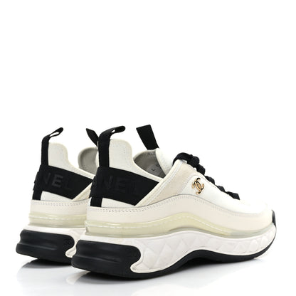 Chanel Velvet Calfskin Mixed Fibers CC Sneakers 37.5 Ivory Black 4 of 7