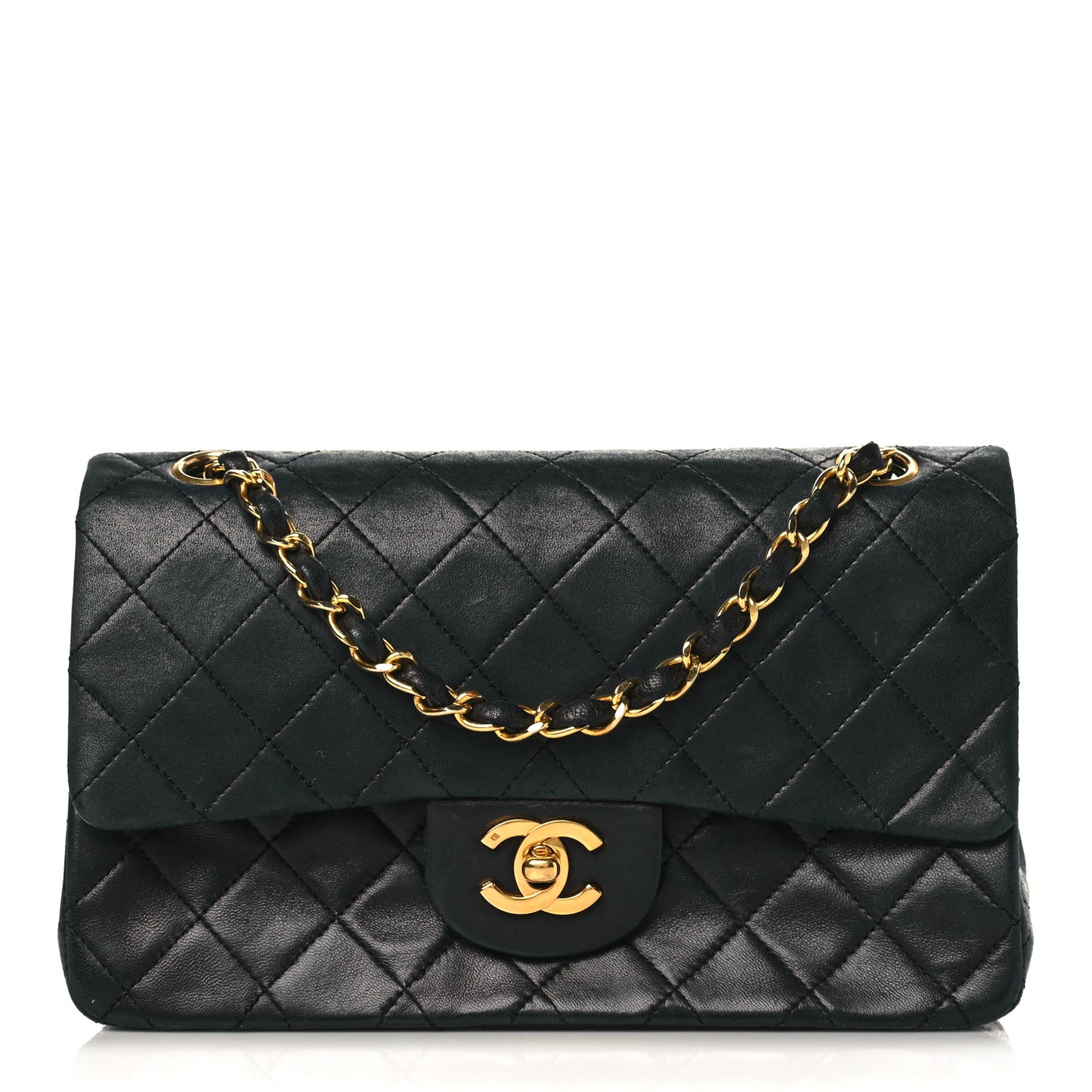Lambskin Quilted Small Double Flap Black