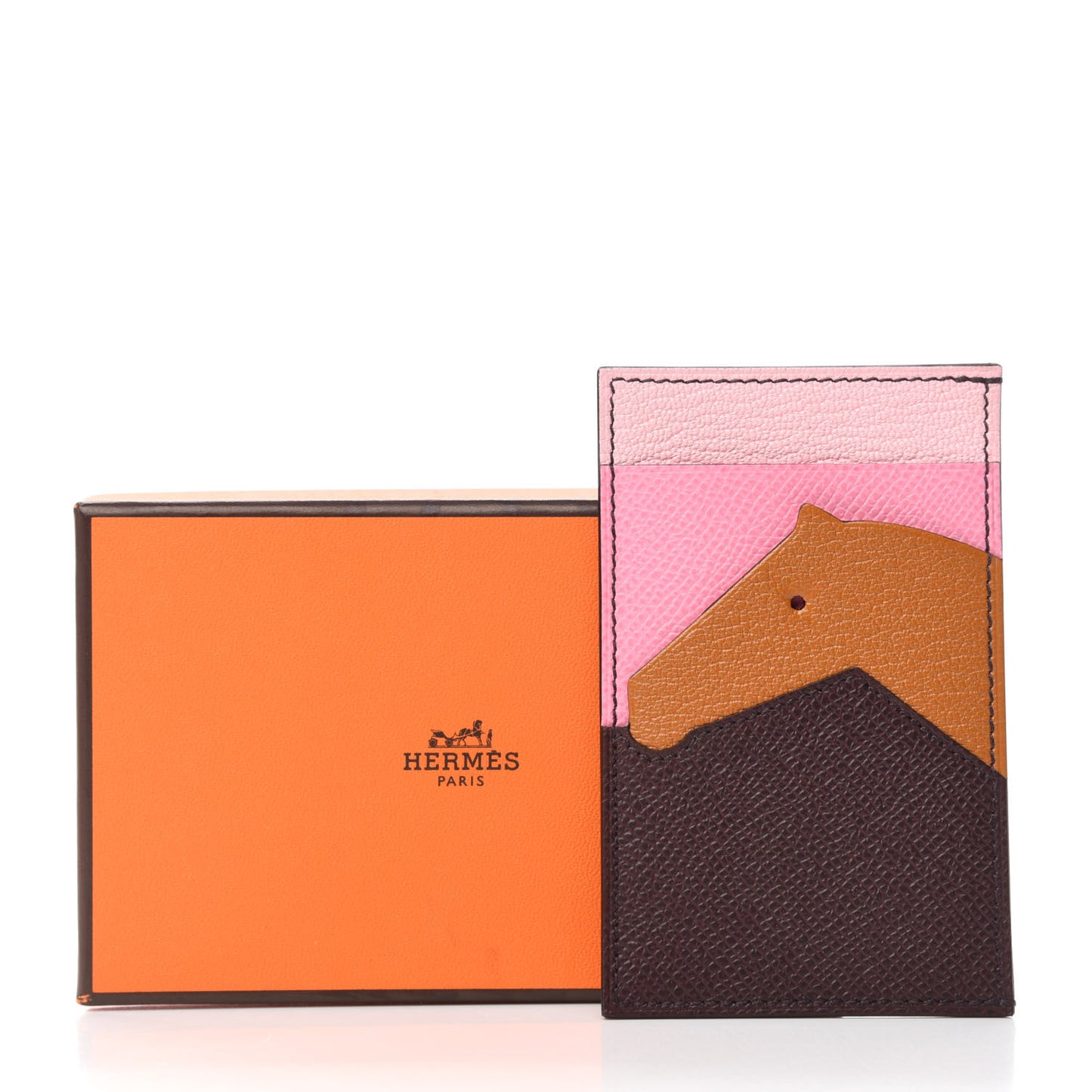 Epsom Chevre Mysore Les Petits Chevaux Card Holder Rouge Sellier Caramel Pink Rose Sakura