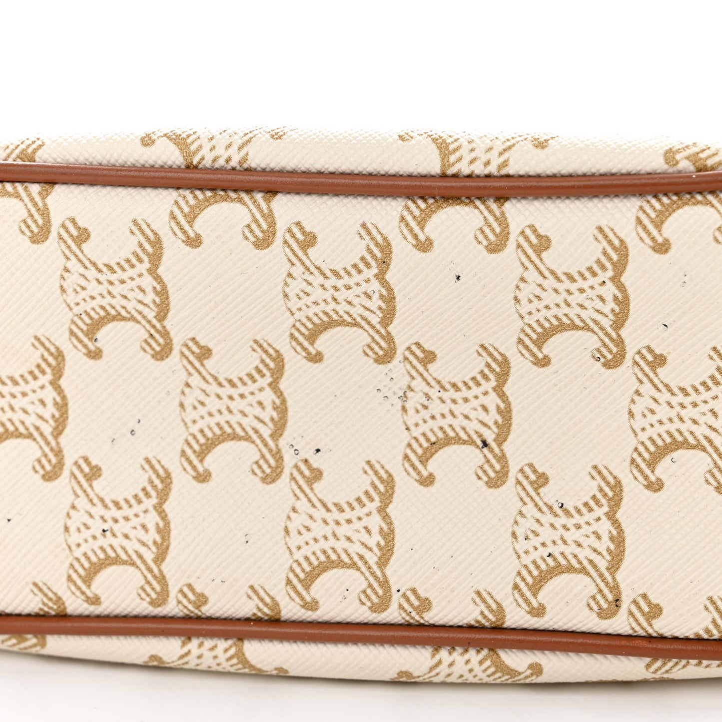 Canvas Calfskin Ava Triomphe Shoulder Bag White