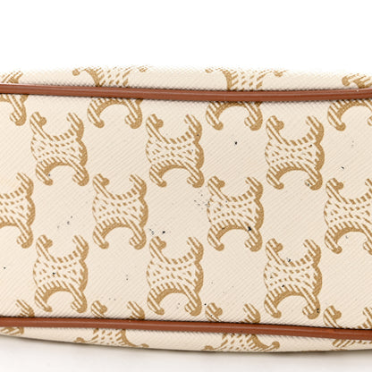 Celine Canvas Calfskin Ava Triomphe Shoulder Bag White 12 of 14