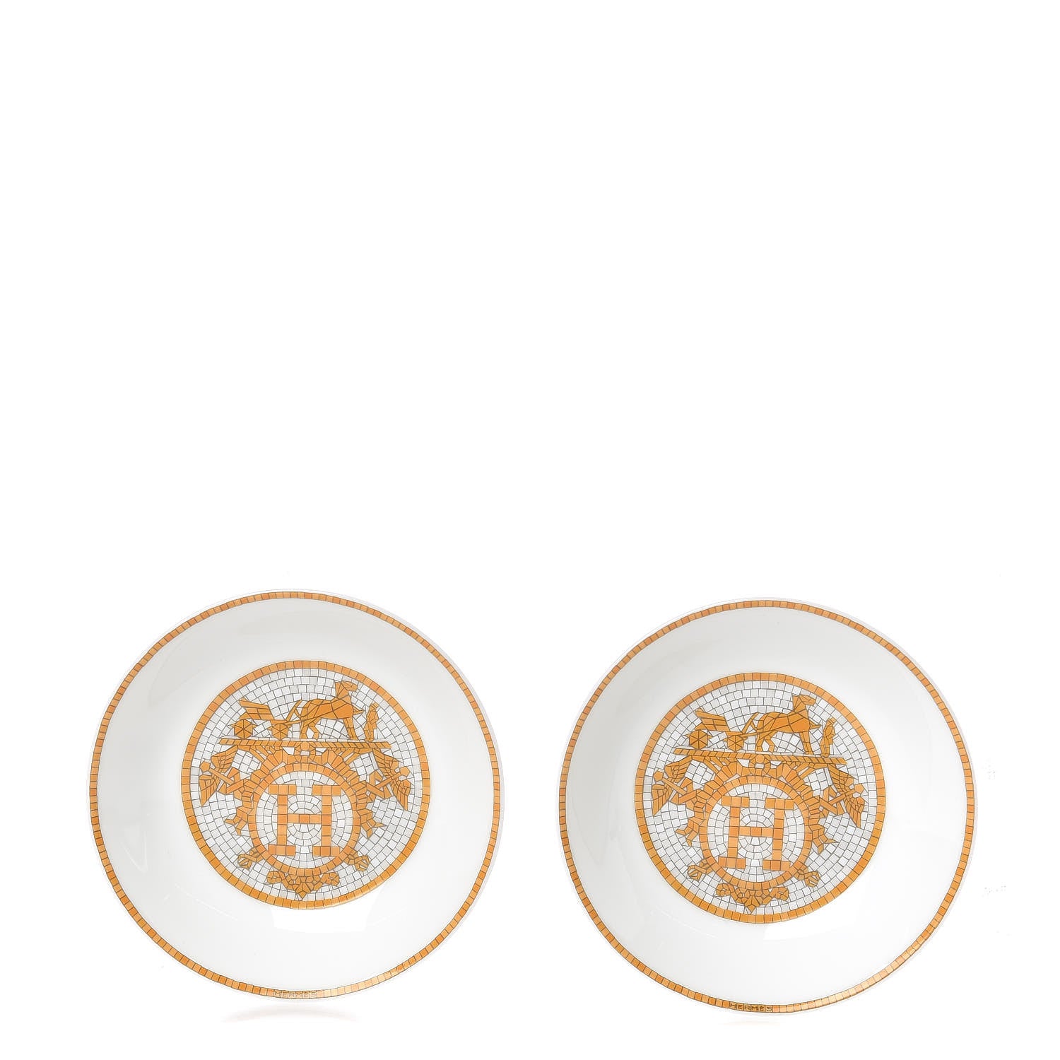 Hermes Porcelain Mosaique au 24 Soy Dish Set of 2 1 of 6