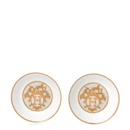 Hermes Porcelain Mosaique au 24 Soy Dish Set of 2 1 of 6