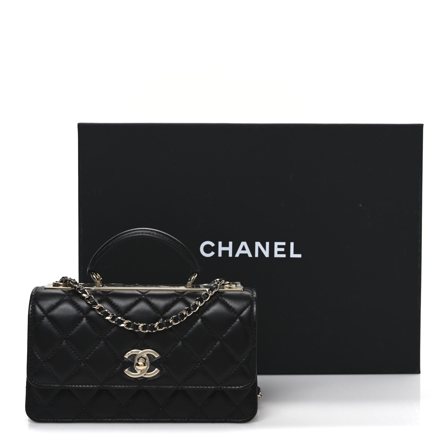 Chanel Lambskin Quilted Trendy CC Dual Handle Clutch With Chain Black 12 of 12
