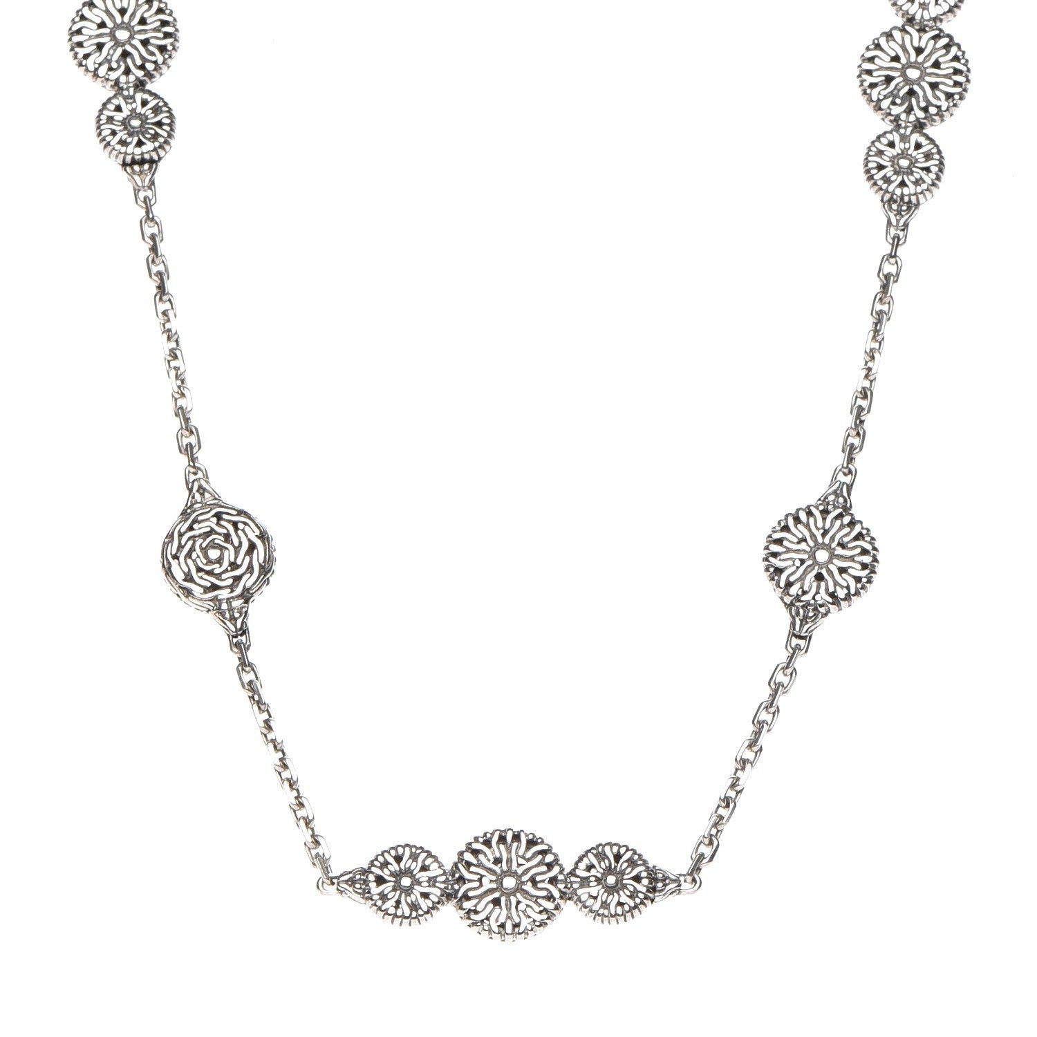 John Hardy Sterling Silver Triple Circle Station Classic Chain Necklace 1 of 7