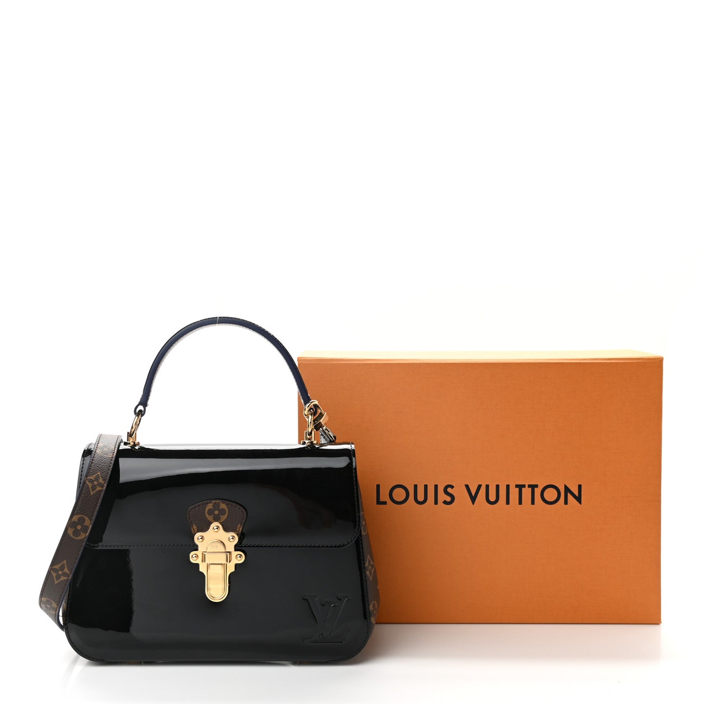 Patent Calfskin Monogram Cherrywood PM Black