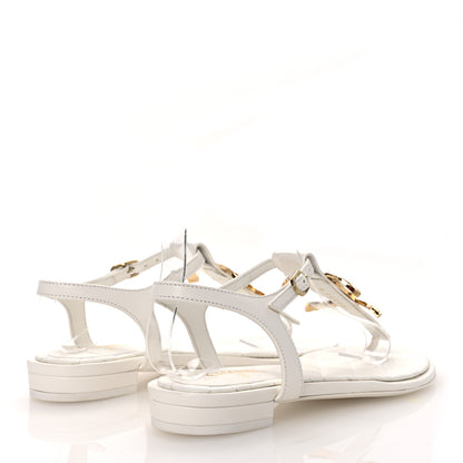 Chanel Lambskin CC Thong Sandals 36 White 5 of 11