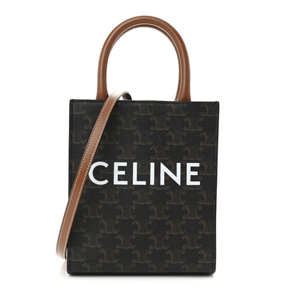 Celine Triomphe Canvas Calfskin Mini Vertical Cabas Tan 1 of 8