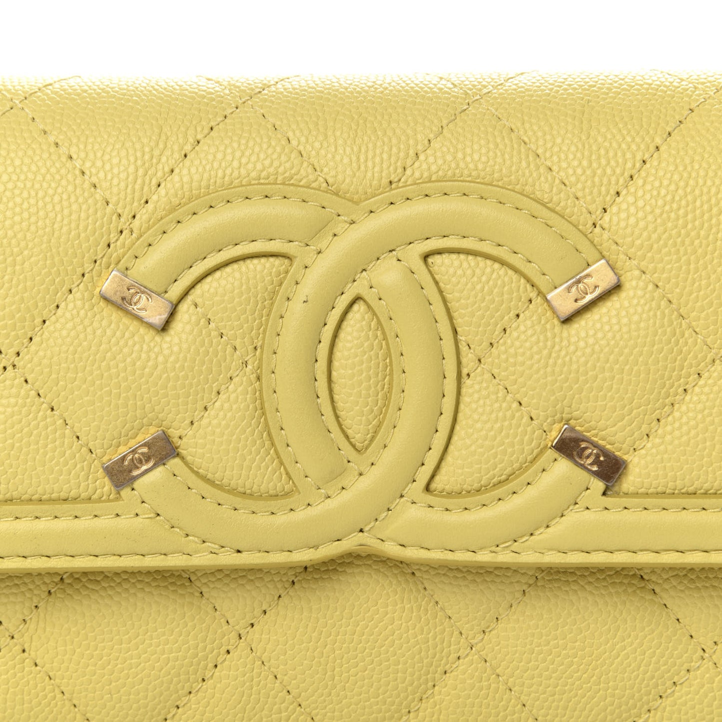 Caviar Quilted Medium Filigree Flap Wallet Yellow