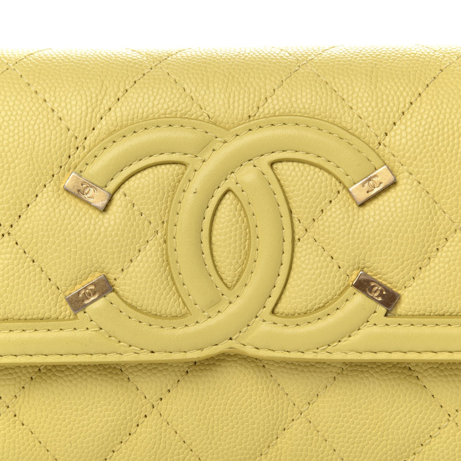 Chanel Caviar Quilted Medium Filigree Flap Wallet Yellow 9 of 9