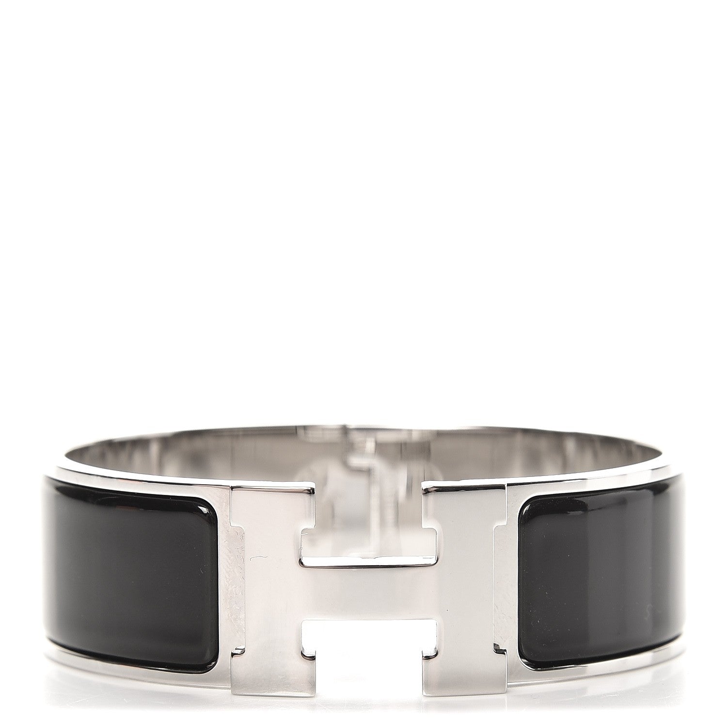 Hermes Enamel Wide Clic Clac H Bracelet GM Black 1 of 5