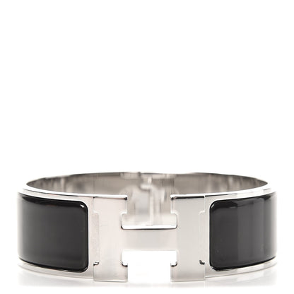 Hermes Enamel Wide Clic Clac H Bracelet GM Black 1 of 5