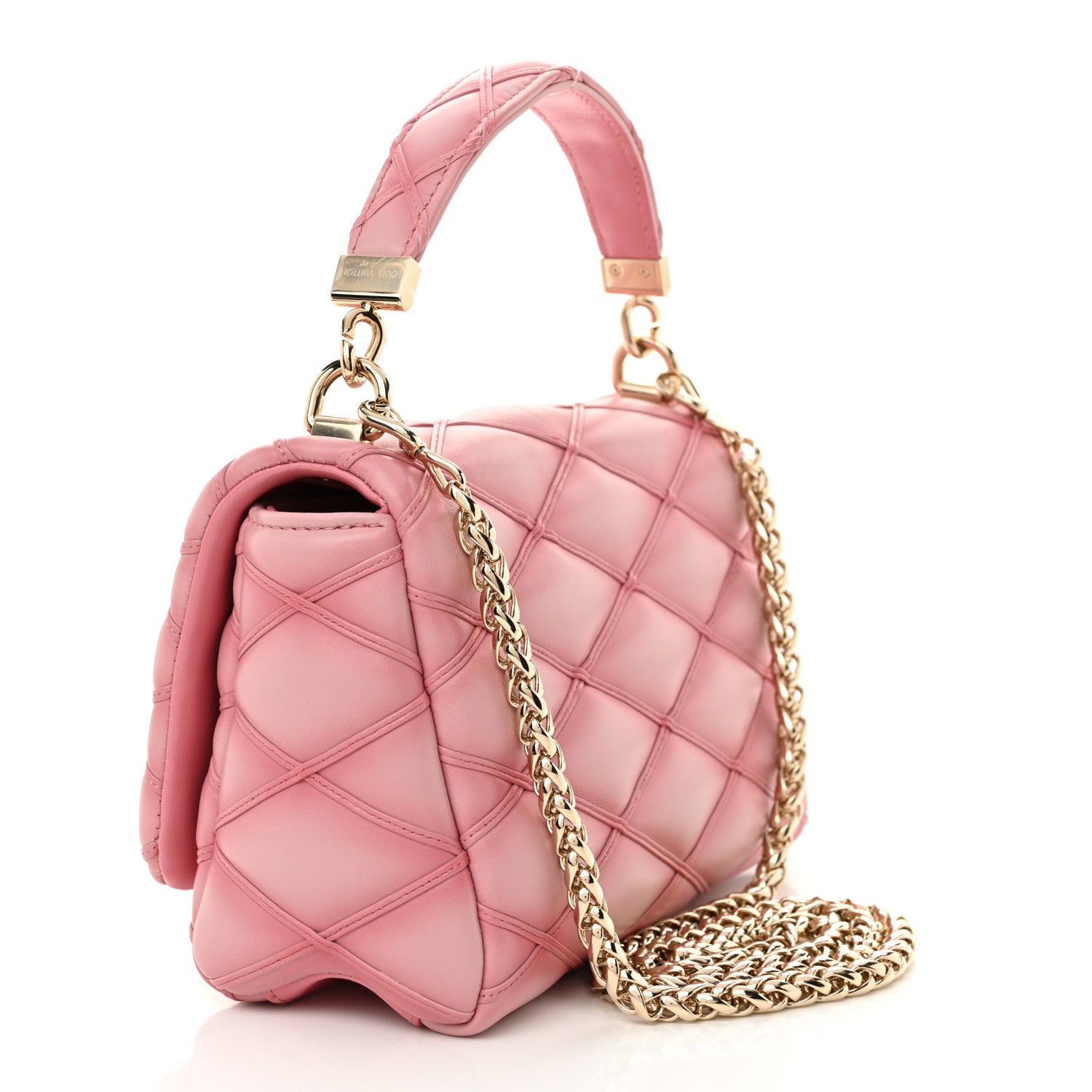 Louis Vuitton Lambskin Malletage Top Handle GO-14 MM Raspberry 4 of 10