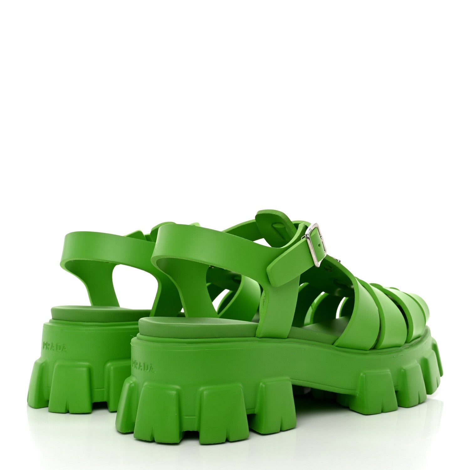 Prada Foam Rubber Metal Triangle Logo Mens Monolith 55mm Cage Sandals 11 Mela 4 of 10