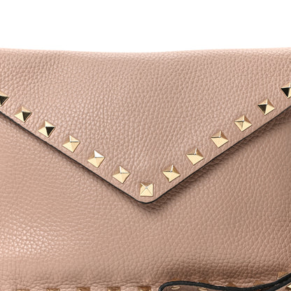 Valentino Garavani Pebbled Calfskin Medium Rockstud Envelope Flat Wristlet Pouch  Poudre 7 of 9