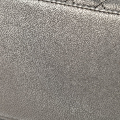 Chanel Metallic Grained Calfskin Quilted Large Casual Pocket Bowling Bag Silver 11 of 14