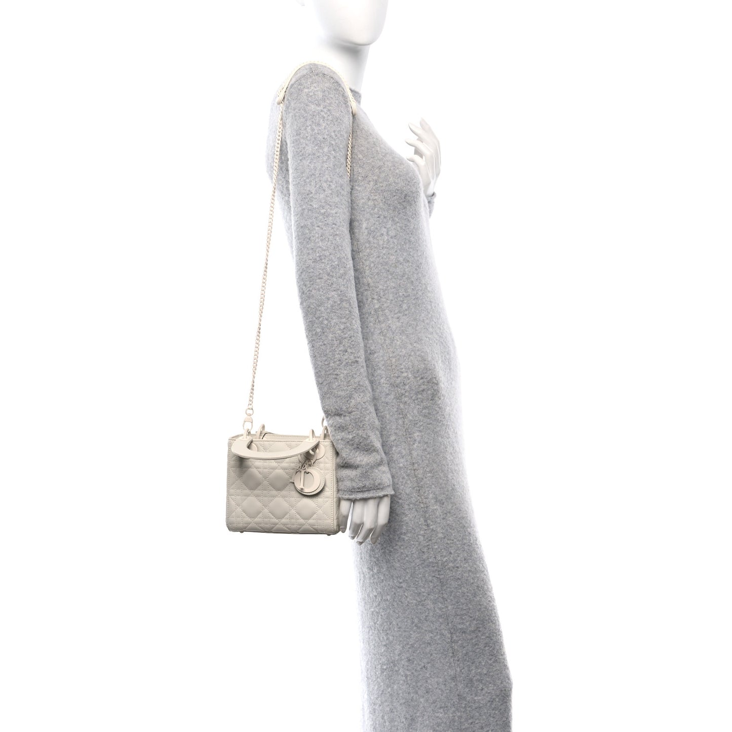 Ultra Matte Calfskin Cannage Mini Lady Dior White