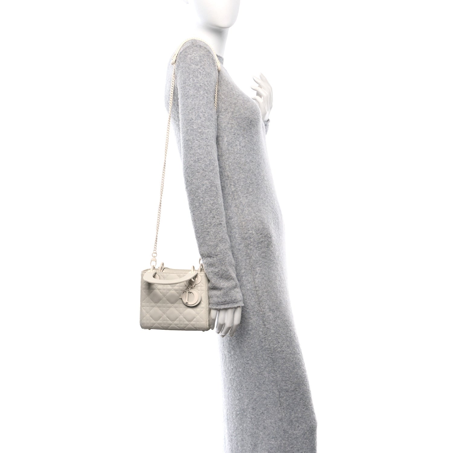 Christian Dior Ultra Matte Calfskin Cannage Mini Lady Dior White 2 of 11