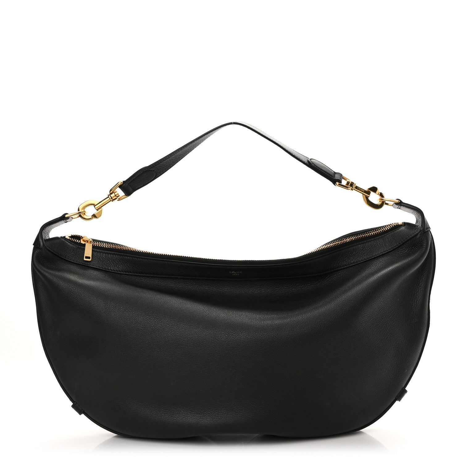 Celine Supple Calfskin Medium Strap Leandre Shoulder Bag Black