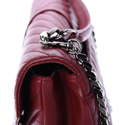Saint Laurent Sheepskin Matelasse Chevron Large College Monogram Satchel Oxblood 15 of 18