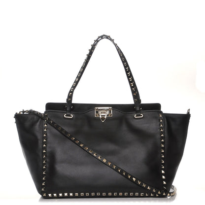 Valentino Garavani Vitello Medium Rockstud Tote Black 1 of 6