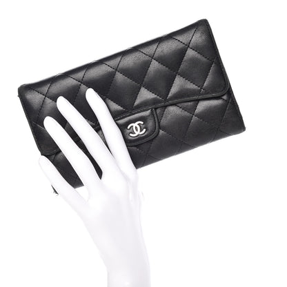 Chanel Lambskin Quilted Large Flap Wallet Black 2 of 22