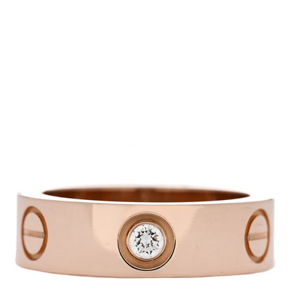 Cartier 18K Pink Gold 3 Diamond 5.5mm LOVE Ring 51 5.75 1 of 5