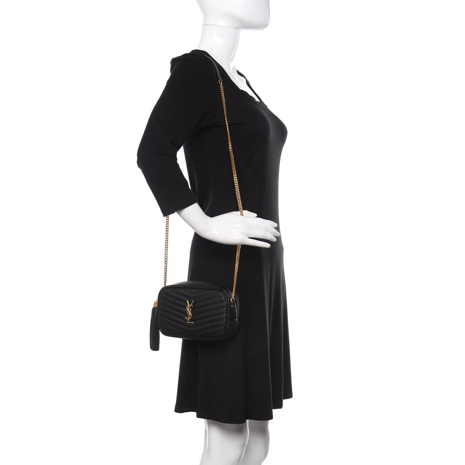 Saint Laurent Grain De Poudre Matelasse Monogram Mini Lou Camera Bag Black 2 of 11