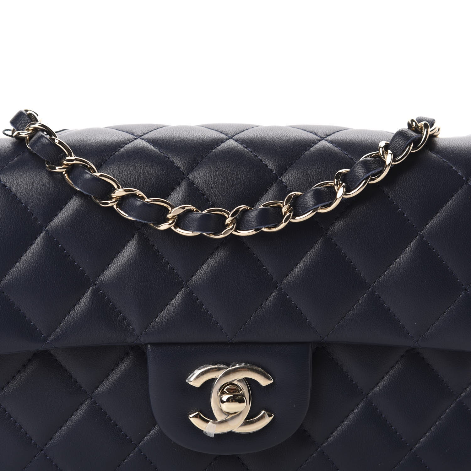 Chanel Lambskin Quilted Mini Rectangular Flap Dark Blue 10 of 10
