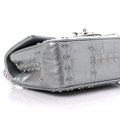 Chanel Glazed Calfskin Grommet Embellished Mini Airline Rectangular Flap Silver 8 of 13