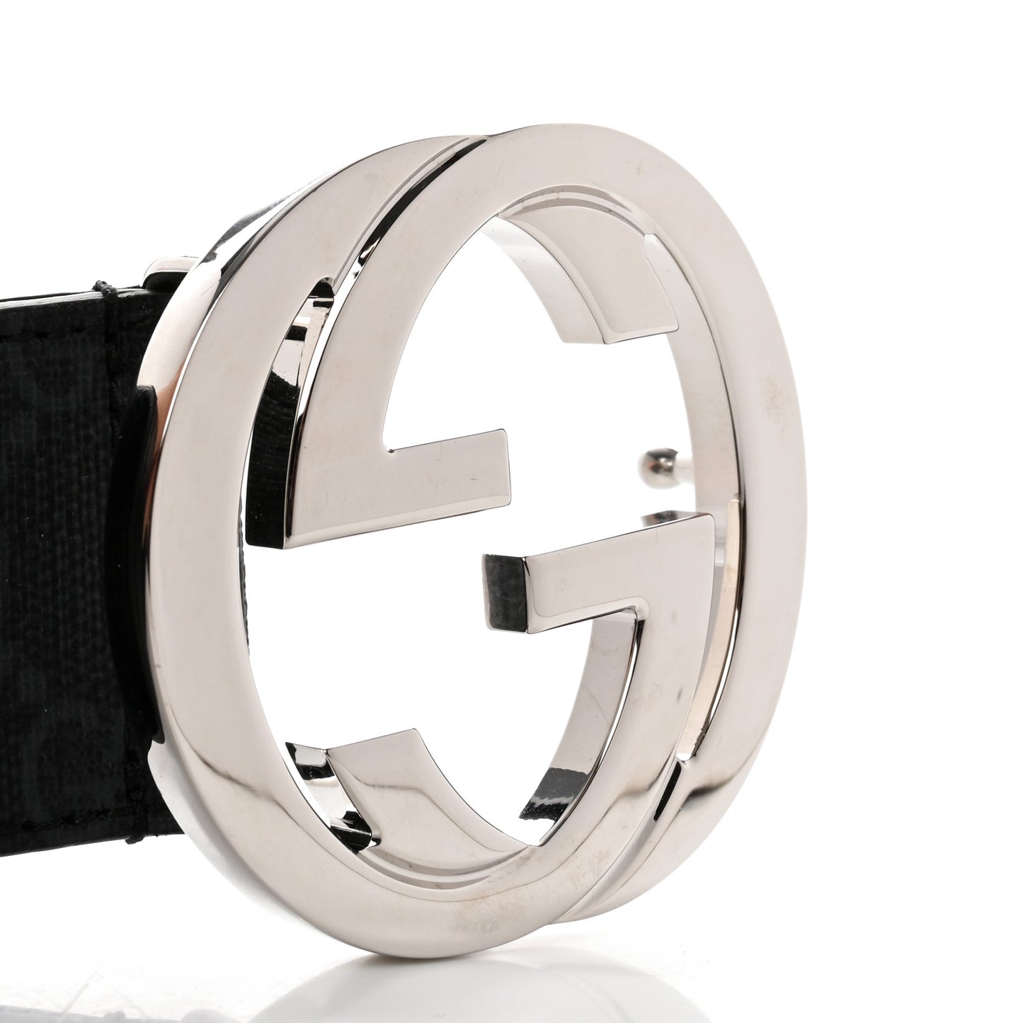 GG Supreme Monogram Selleria Calfskin Interlocking G 40mm Belt 95 38 Black Grey