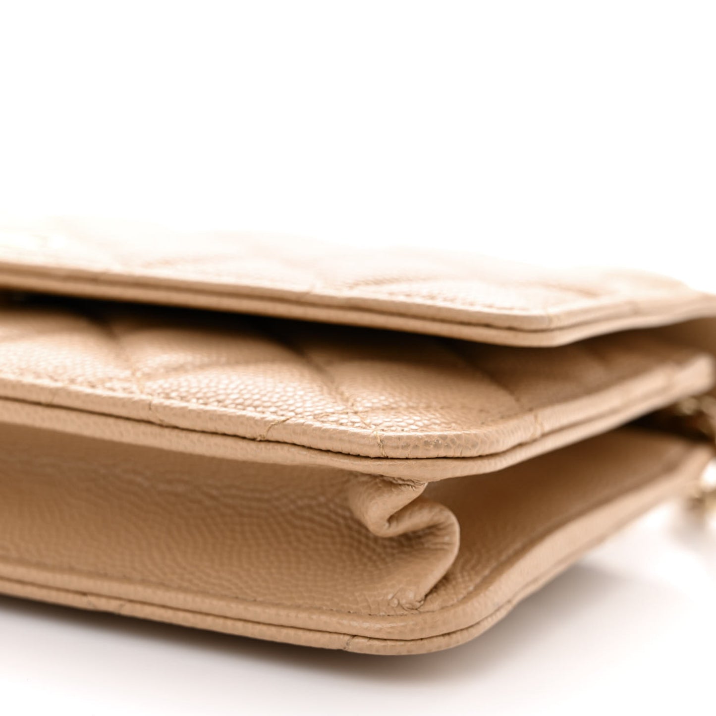 Caviar Quilted Wallet On Chain WOC Beige