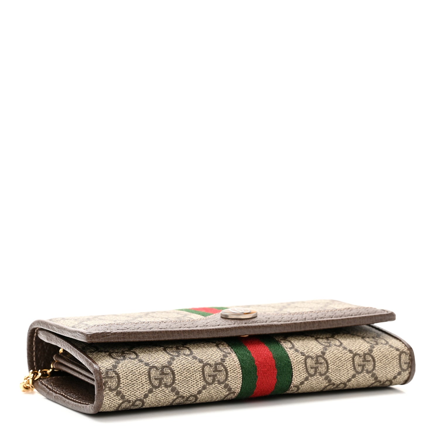 Gucci GG Supreme Monogram Web Ophidia Wallet On Chain Brown 4 of 11