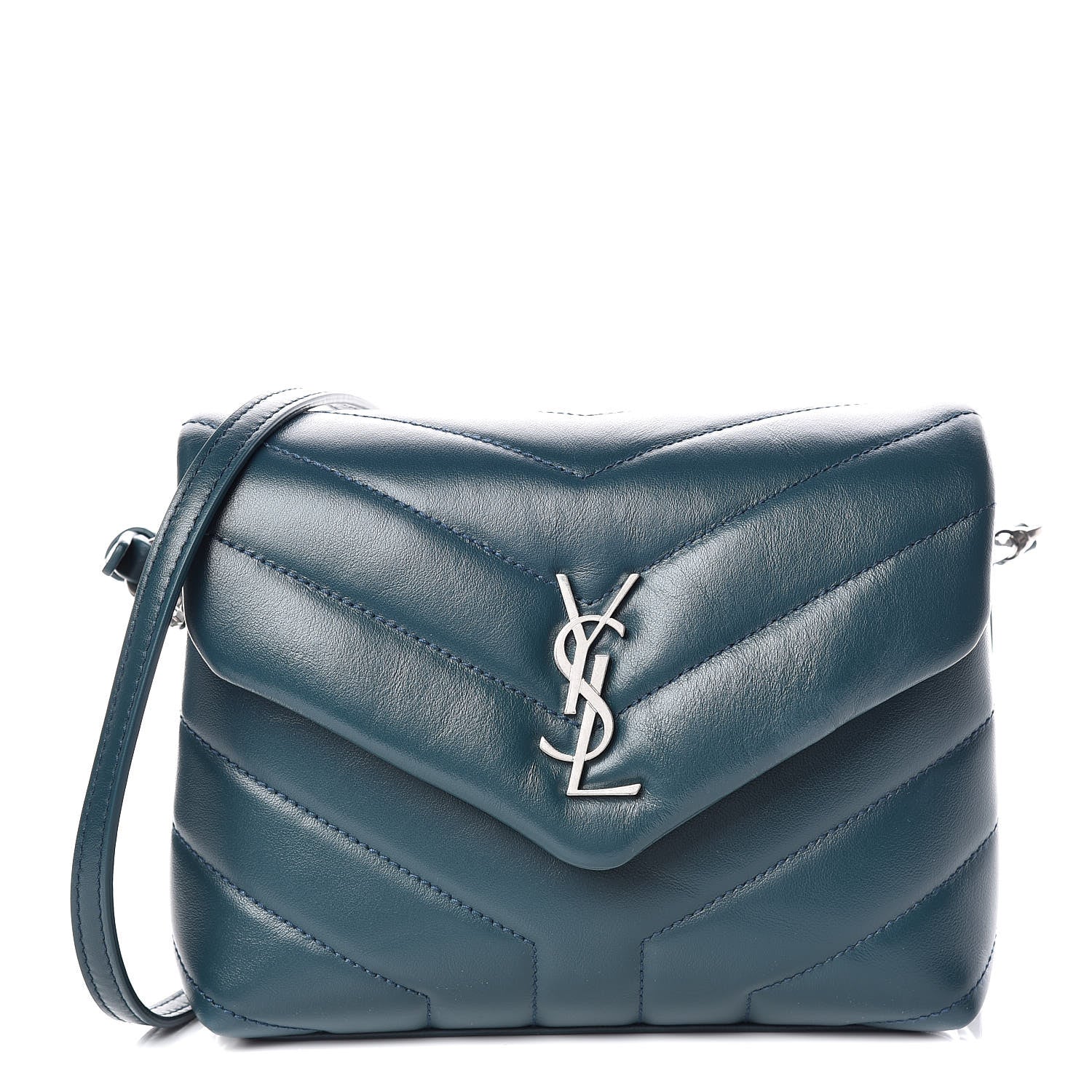 Saint Laurent Calfskin Y Quilted Monogram Toy Loulou Satchel Dark Turquoise 1 of 11