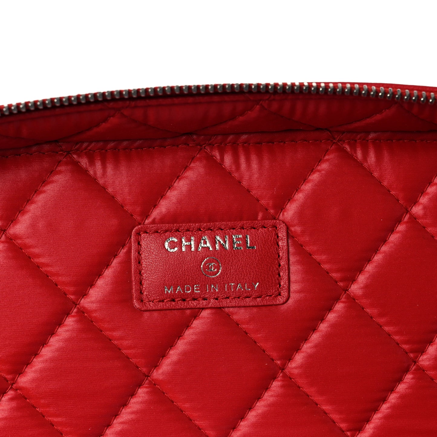 Lambskin Quilted Large Vanity Pouch Red