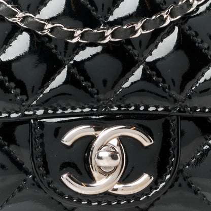 Chanel Patent Calfskin Quilted Flap Clutch With Chain Black 9 of 12
