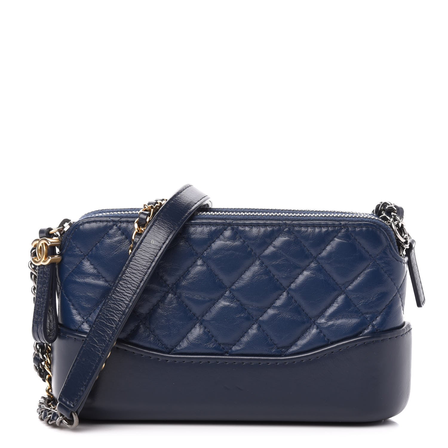 Chanel Aged Calfskin Quilted Small Gabrielle Clutch With Chain Navy Blue 1 of 14