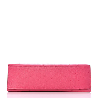 Hermes Ostrich Kelly Pochette Clutch Rose Tyrien 6 of 29