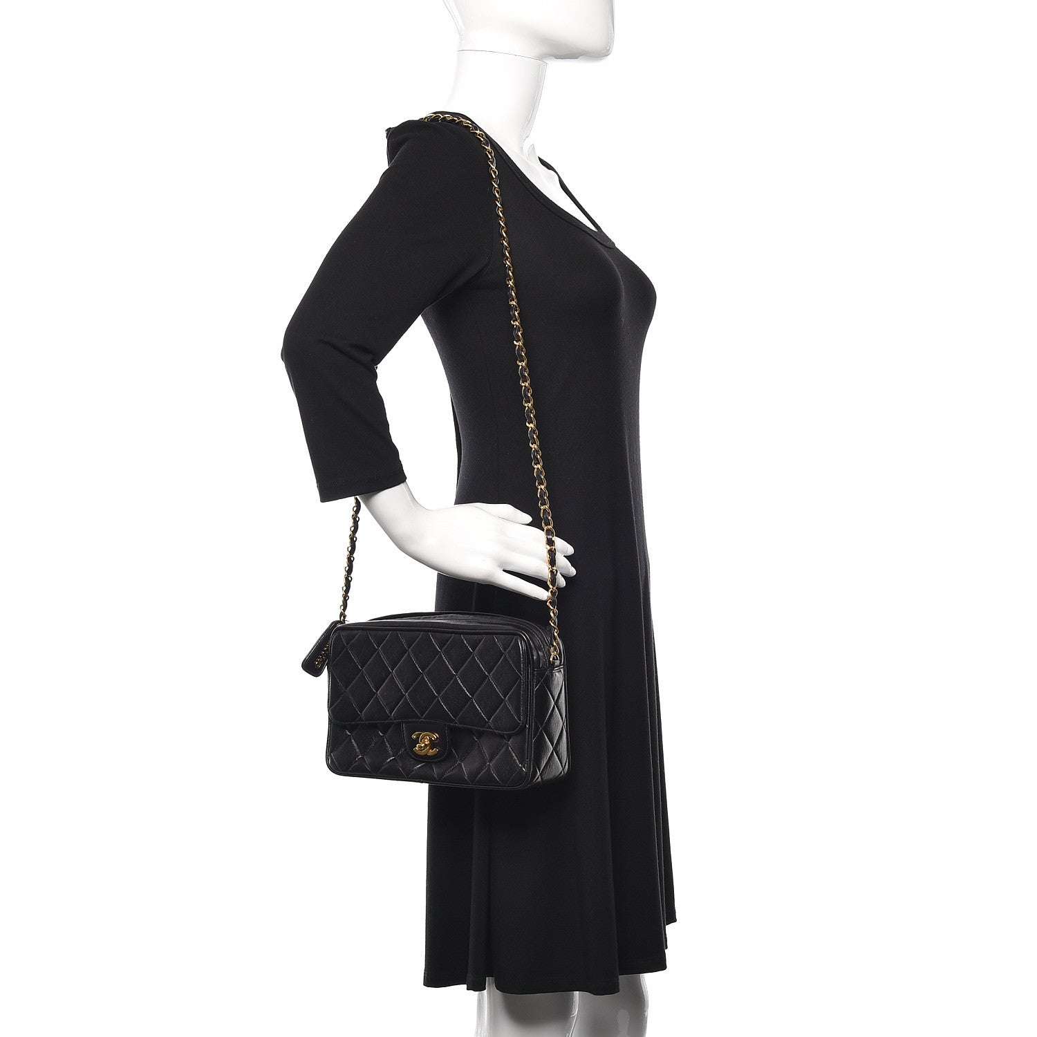 Chanel Lambskin Quilted Camera Case Black 2 of 10