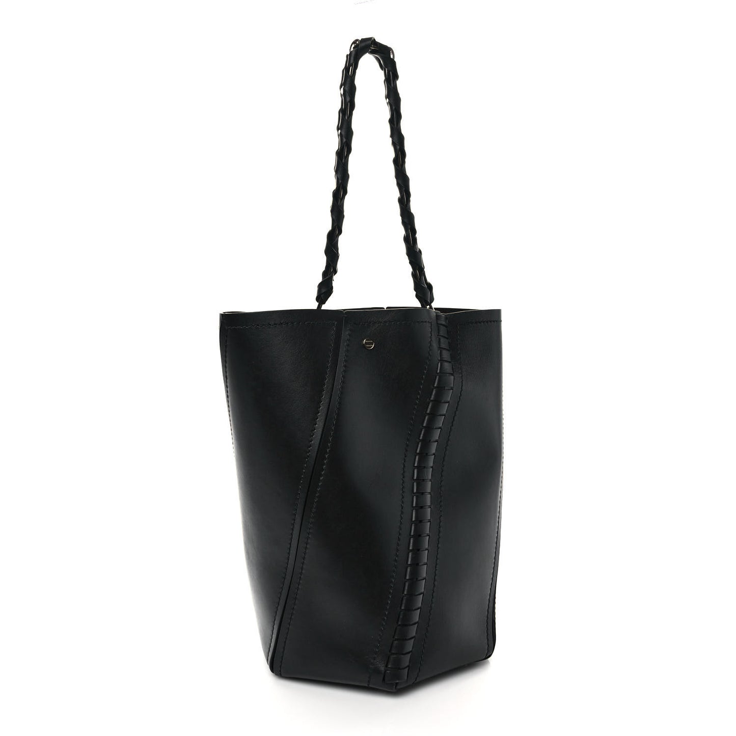 Calfskin Medium Hex Bucket Bag Black