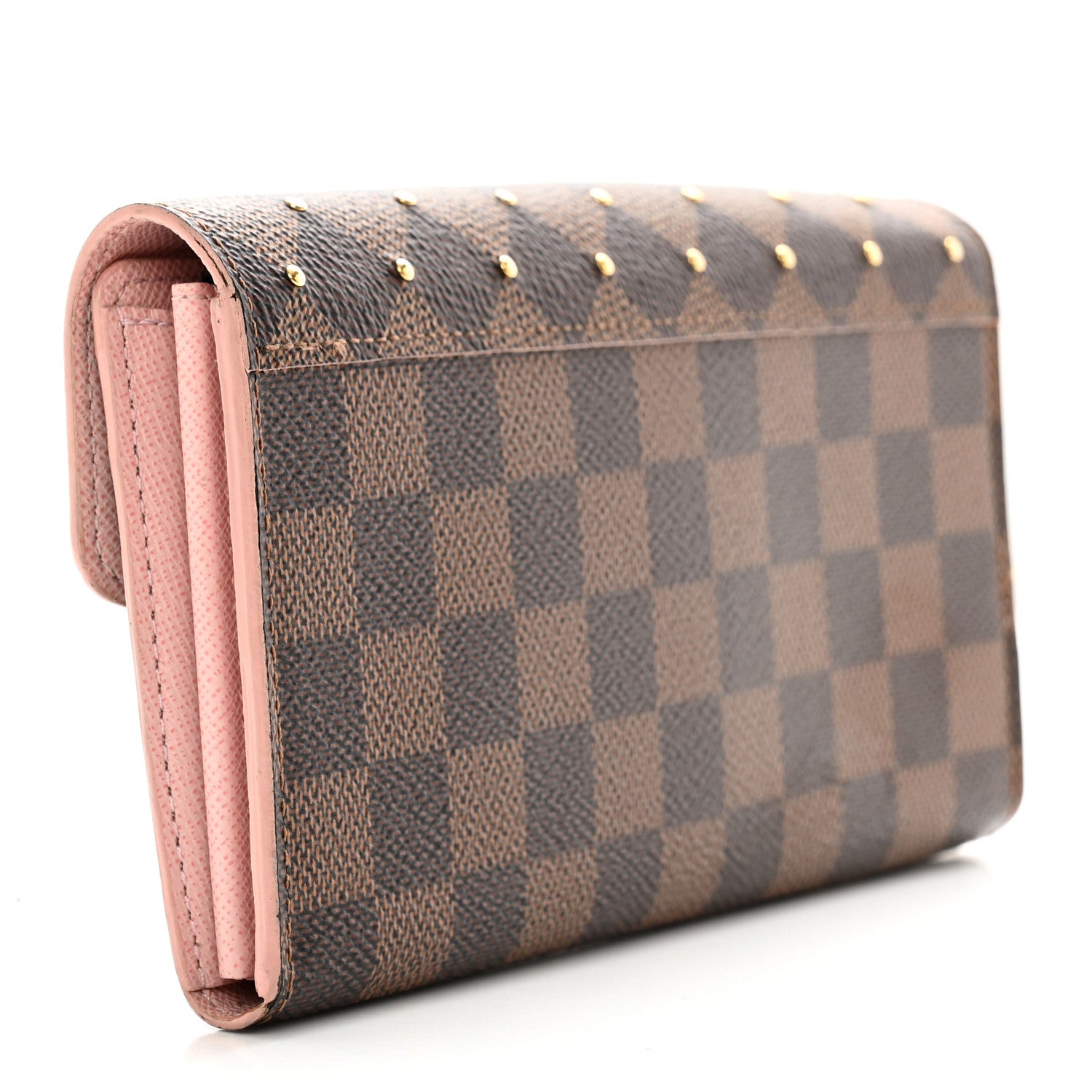 Louis Vuitton Damier Ebene Studded Sarah Wallet NM Rose Ballerine 5 of 24