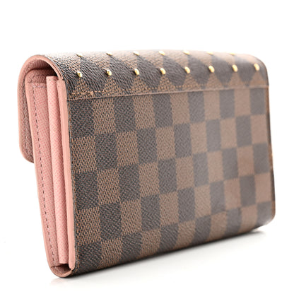 Louis Vuitton Damier Ebene Studded Sarah Wallet NM Rose Ballerine 5 of 24