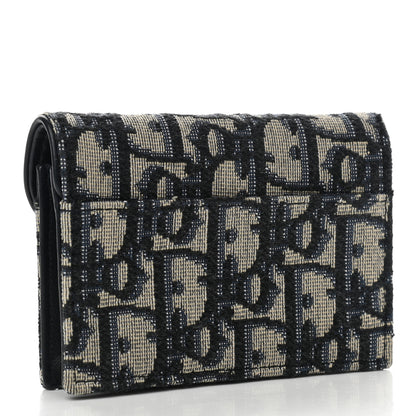 Christian Dior Oblique Saddle Card Holder Blue 3 of 8