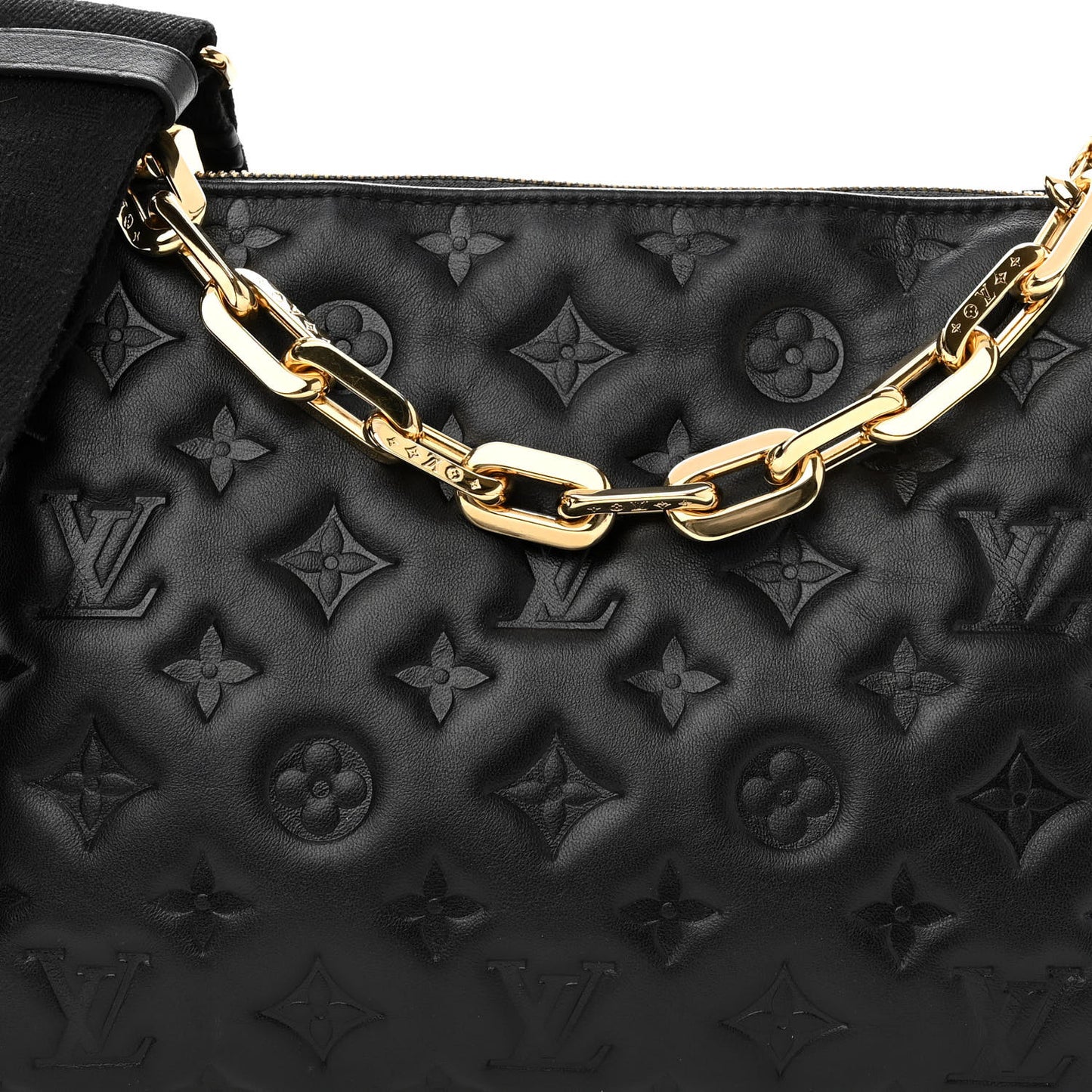 Lambskin Embossed Monogram Coussin PM Black